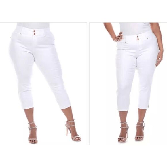 White Mark Plus Size Capri Jeans White  16 - Picture 1 of 11